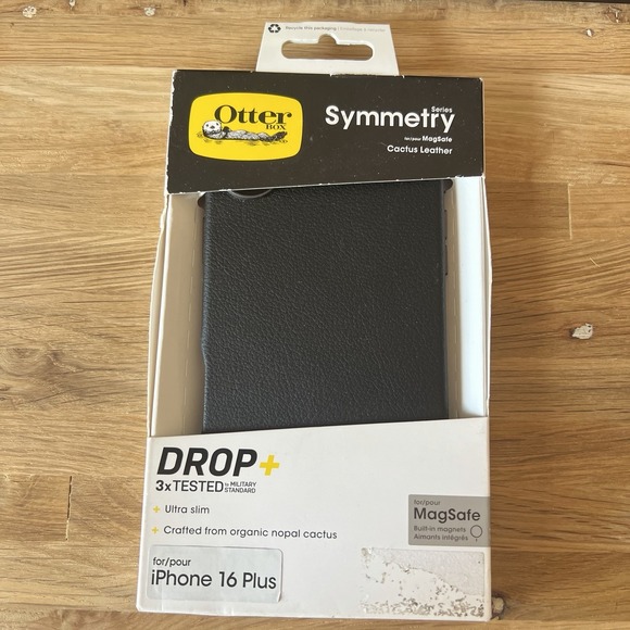 Otterbox Symmetry Series Apple iPhone 16 Plus Black Cactus Leather MagSafe Case - Picture 1 of 6